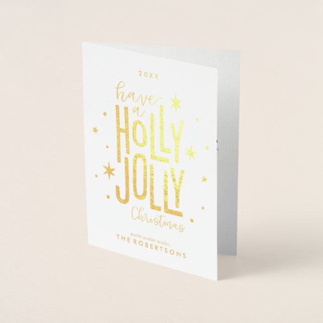 "Holly Jolly" Personlig Julfoto Folierat Kort (Framsida)