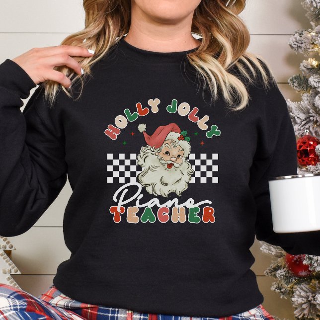 Holly Jolly Piano Teacher jul Retro T-Shirt (Skapare uppladdad)