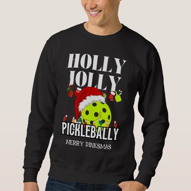 HOLLY JOLLY PICKLEBALLY Jul Lång Ärmad Tröja (Framsida)
