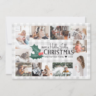 Holly Jolly Plade jul Photo Collage Julkort