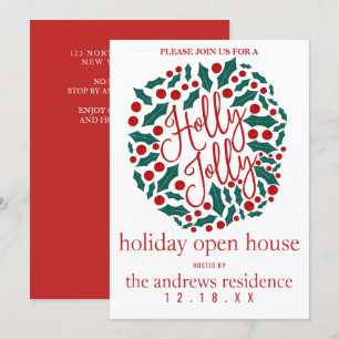 Holly Jolly Quote Löv Berries Helgdag Open House Inbjudningar