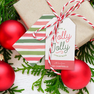 Holly Jolly Rand Juletiketters Presentetikett