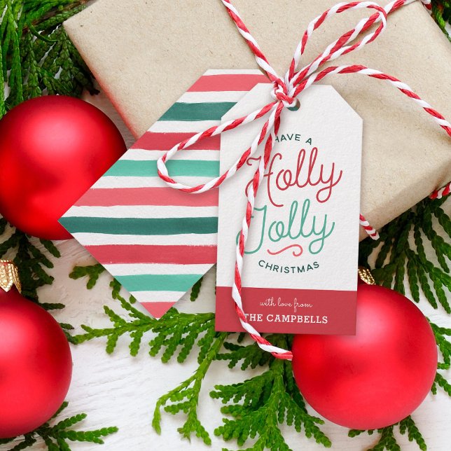 Holly Jolly Rand Juletiketters Presentetikett (Skapare uppladdad)