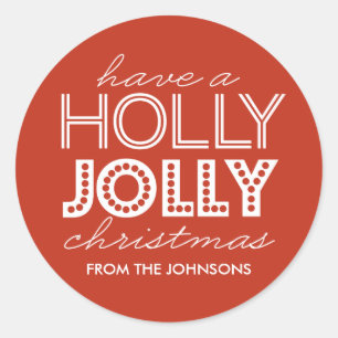 Holly Jolly Red jul-Märkre Sticker Runt Klistermärke