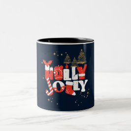 Holly Jolly Red White Guld Jul Winter Två-Tonad Mugg