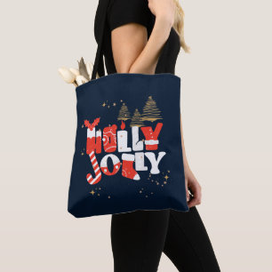 Holly Jolly Red White Guld Jul Winter Tygkasse