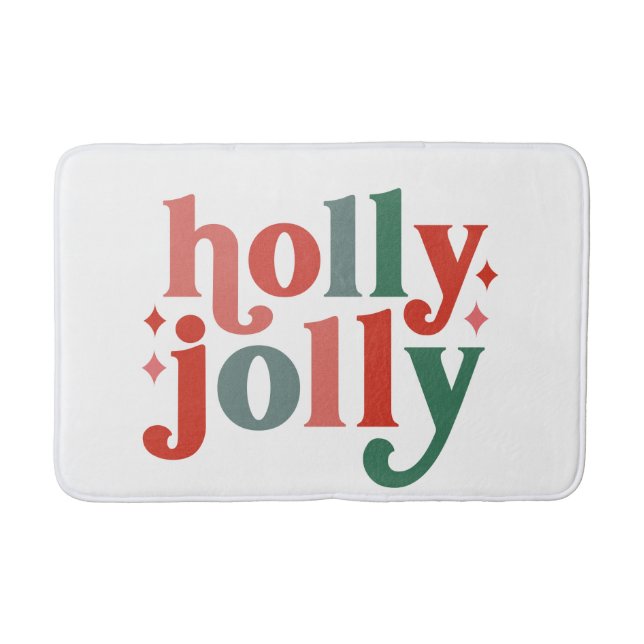 Holly Jolly - Retro Helgdag Typography Badrumsmatta (Framsidan)