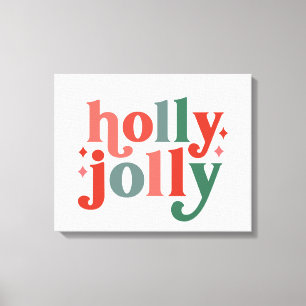 Holly Jolly - Retro Helgdag Typography Canvastryck