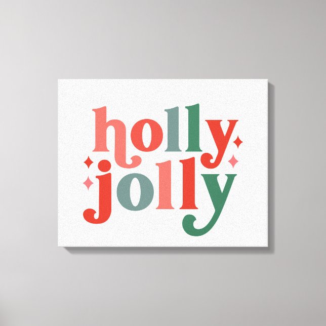 Holly Jolly - Retro Helgdag Typography Canvastryck (Framsida)