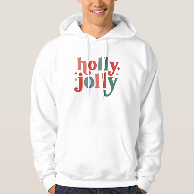 Holly Jolly - Retro Helgdag Typography Hoodie (Framsida)