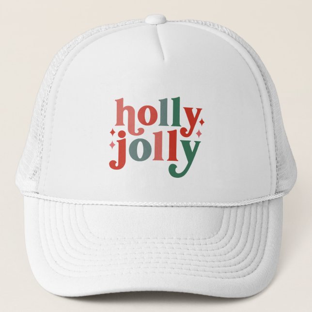 Holly Jolly - Retro Helgdag Typography Keps (Framsida)