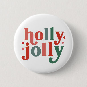 Holly Jolly - Retro Helgdag Typography Knapp