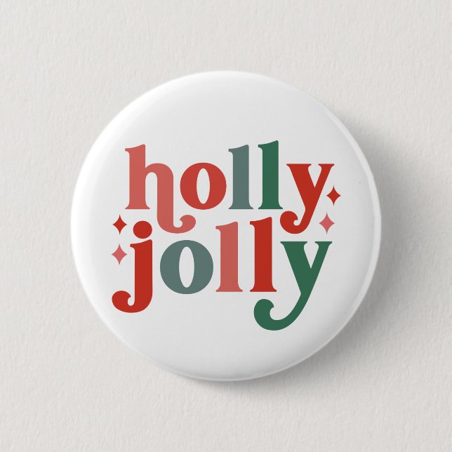 Holly Jolly - Retro Helgdag Typography Knapp (Framsida)
