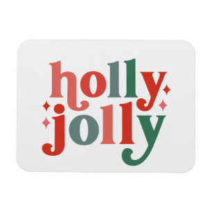 Holly Jolly - Retro Helgdag Typography Magnet