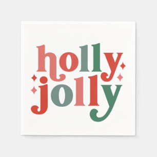 Holly Jolly - Retro Helgdag Typography Pappersservett