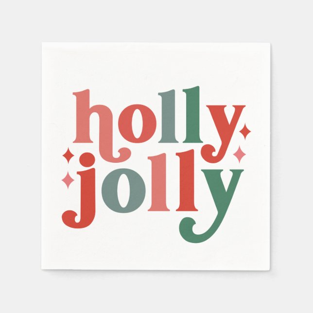 Holly Jolly - Retro Helgdag Typography Pappersservett (Framsidan)