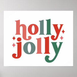 Holly Jolly - Retro Helgdag Typography Poster