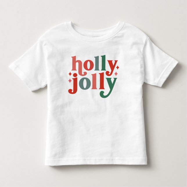 Holly Jolly - Retro Helgdag Typography T Shirt (Framsida)