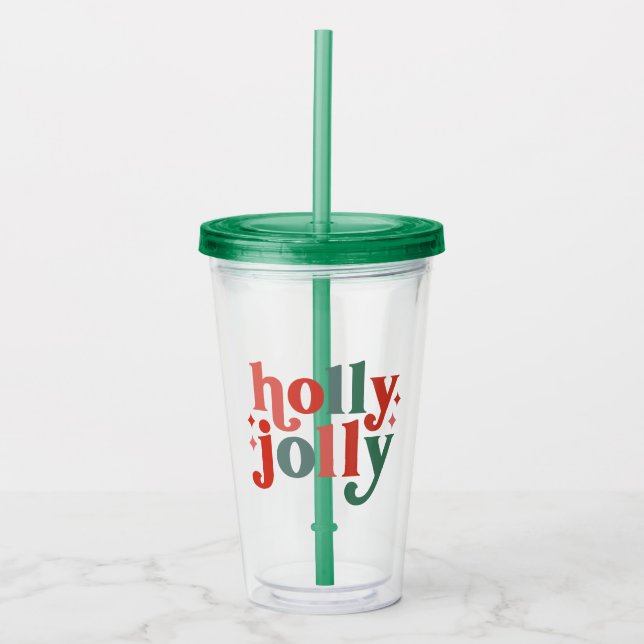 Holly Jolly - Retro Helgdag Typography Take Away Mugg (Framsida)