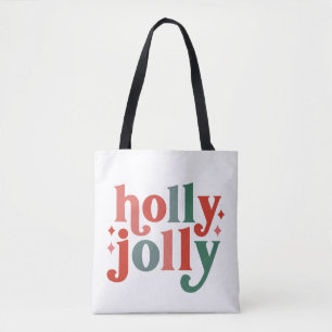 Holly Jolly - Retro Helgdag Typography Tygkasse