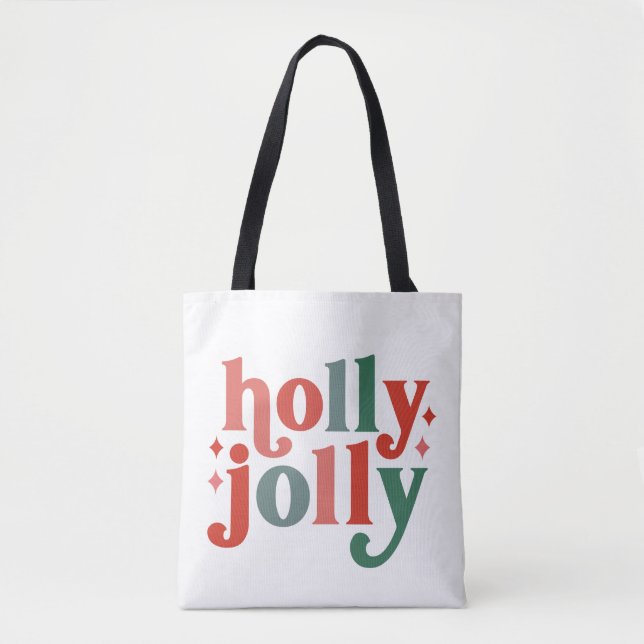Holly Jolly - Retro Helgdag Typography Tygkasse (Framsida)
