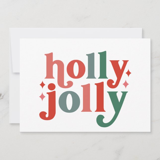 Holly Jolly - Retro Holiday Typografi Kort (Framsida)