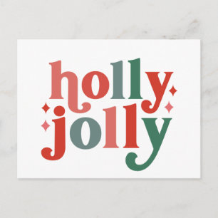 Holly Jolly - Retro Holiday Typografi Vykort