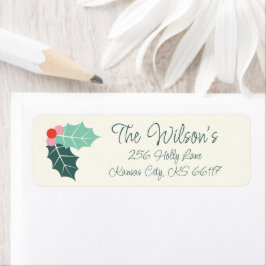 Holly Jolly Retro jul Retuern Address Label Returadress Etikett