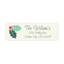 Holly Jolly Retro jul Retuern Address Label Returadress Etikett