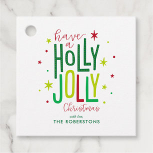 "Holly Jolly" Roligt och julhelgen i Anpassningsba Gåvor Etiketter