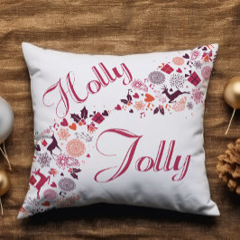 Holly Jolly Roligt Red Snö Lägg till Namn jul Kudde