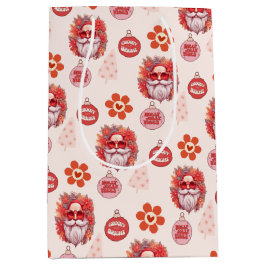 Holly Jolly Santa Vibes Pink Retro Holiday