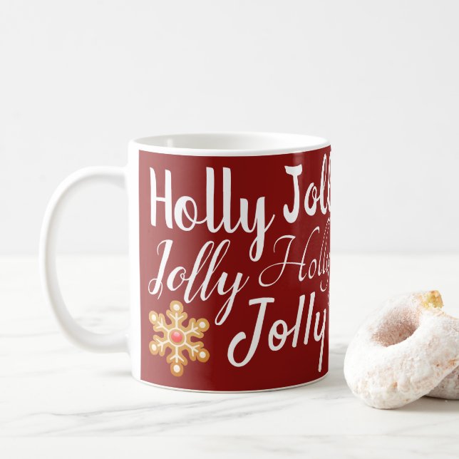 Holly Jolly Script & Gingertea Cookies-jul Kaffemugg (Med munk)