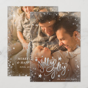 Holly Jolly Silver 2 Konfettskript för fotstjärna Julkort