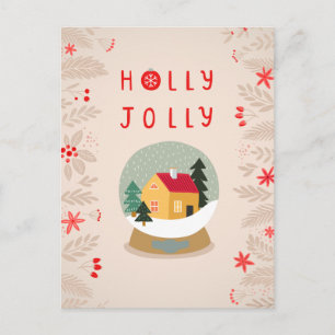 Holly Jolly Snö Globe - A Mysigt Helgdag Delight Helg Vykort