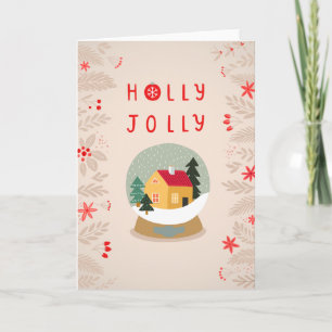 Holly Jolly Snö Globe - A Mysigt Helgdag Delight Helgkort
