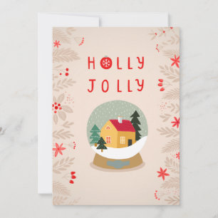 Holly Jolly Snö Globe - A Mysigt Helgdag Delight Julkort