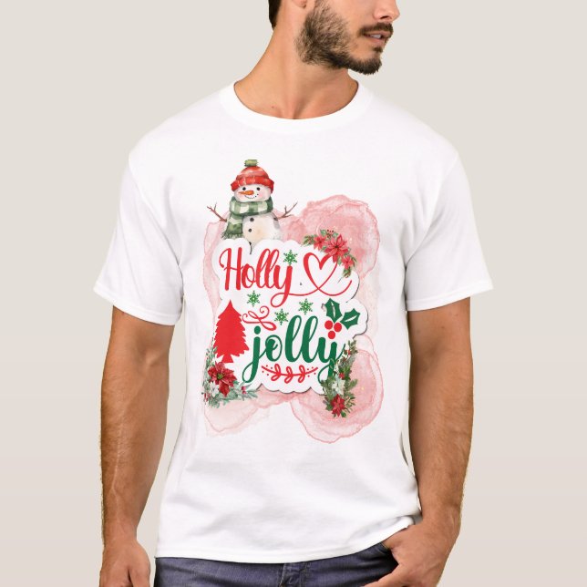 Holly Jolly Snögubbe T Shirt (Framsida)
