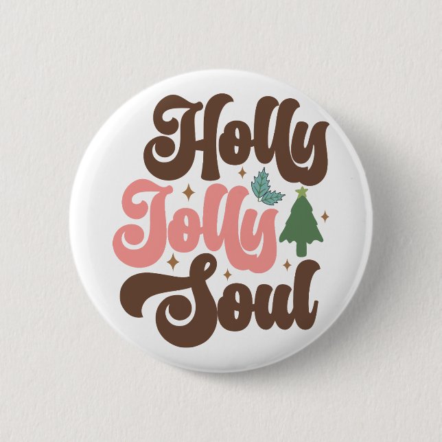 Holly Jolly Soul Retro Groovy Helgdagars jul Knapp (Framsida)
