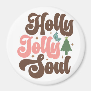 Holly Jolly Soul Retro Groovy Helgdagars jul Magnet