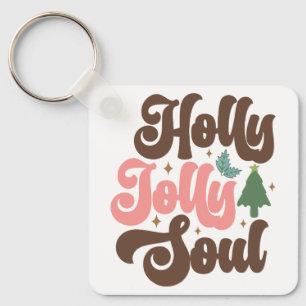 Holly Jolly Soul Retro Groovy Helgdagars jul Nyckelring