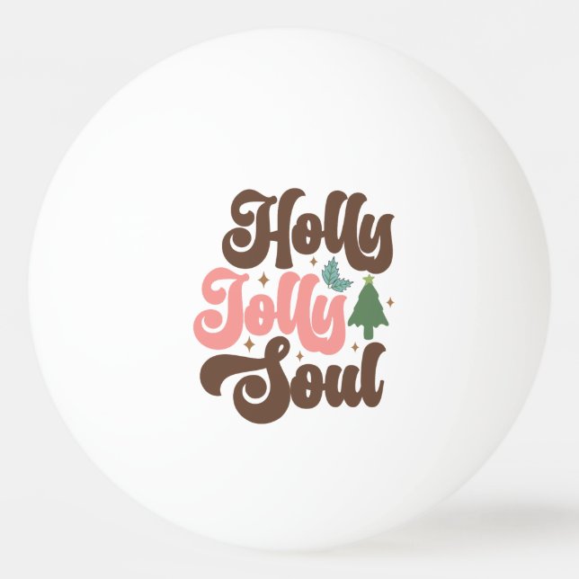 Holly Jolly Soul Retro Groovy Helgdagars jul Pingisboll (Framsidan)