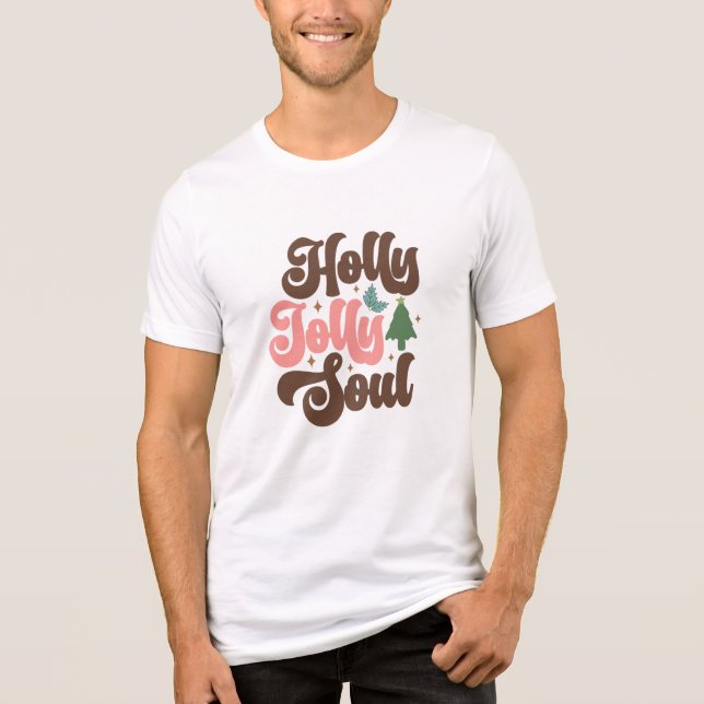 Holly Jolly Soul Retro Groovy Helgdagars jul T Shirt (Framsida)