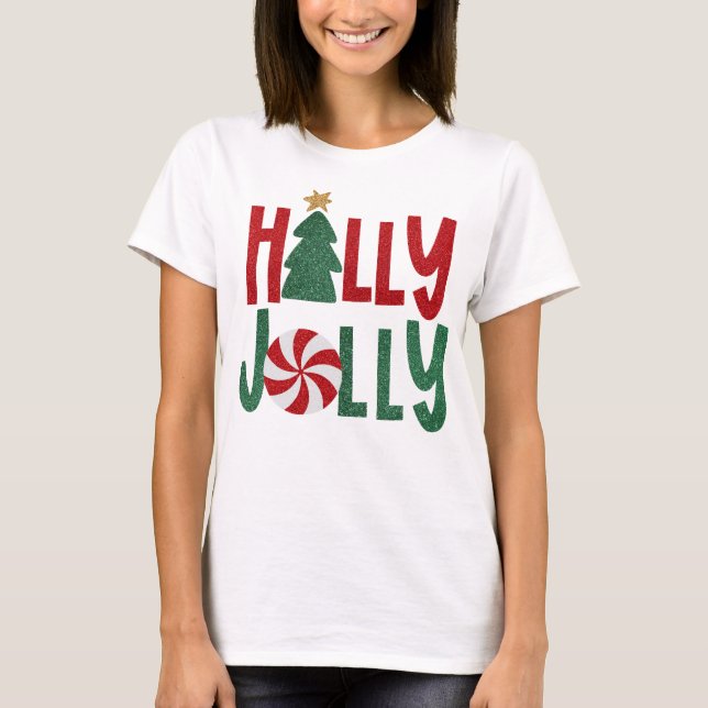 Holly Jolly Sparky Christmas T Shirt (Framsida)