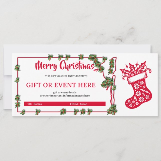 Holly Jolly Stocking Christmas Gift Voucher (Framsida)