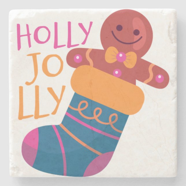 Holly Jolly Stocking Stenunderlägg (Framsidan)
