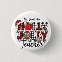 Holly Jolly Teacher Button