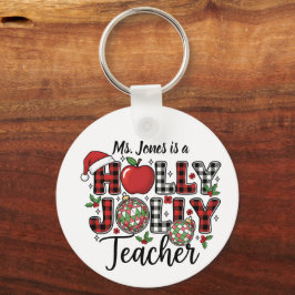 Holly Jolly Teacher Keychain Nyckelring