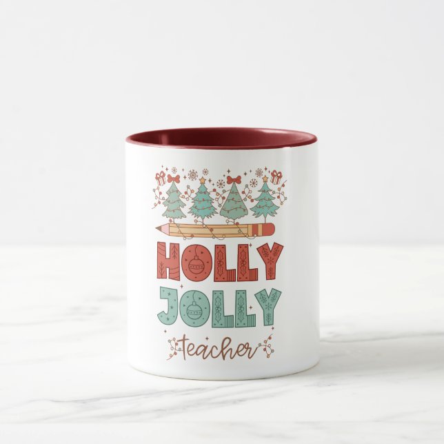 Holly Jolly Teacher Retro jul Mugg (Center)