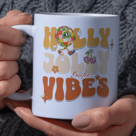 Holly Jolly Vibe Retro Groovy Brown jul Namn Mugg